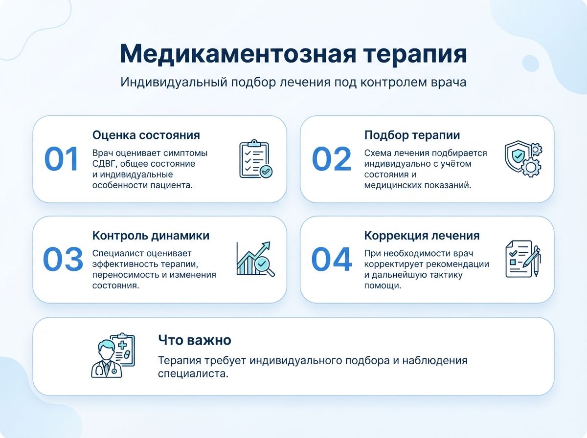 Лечение СДВГ в Рошале у детей и взрослыхинфографика